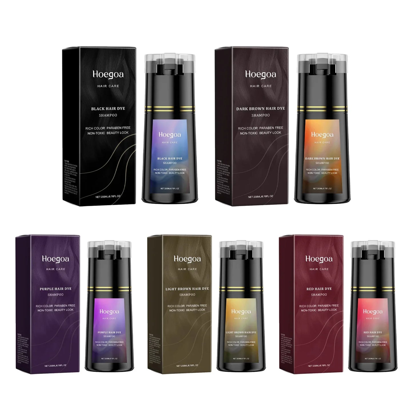 Hoegoa Brown Hair Dye Shampoo – Natural Gray Coverage 200ml