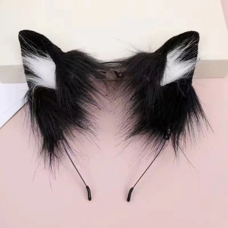 1pc Cute Plush Cat Ear Headband Holiday Animal Ear Hair Hoop Cosplay Party Styling Hair Accessories Peaceful Pleasures Health and Wellness white