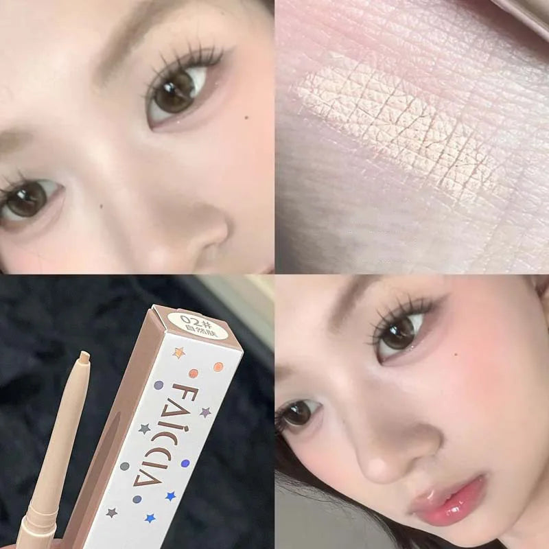 Matte Pink Glitter Eye Shadow Pencil | Lying Silkworm Pen