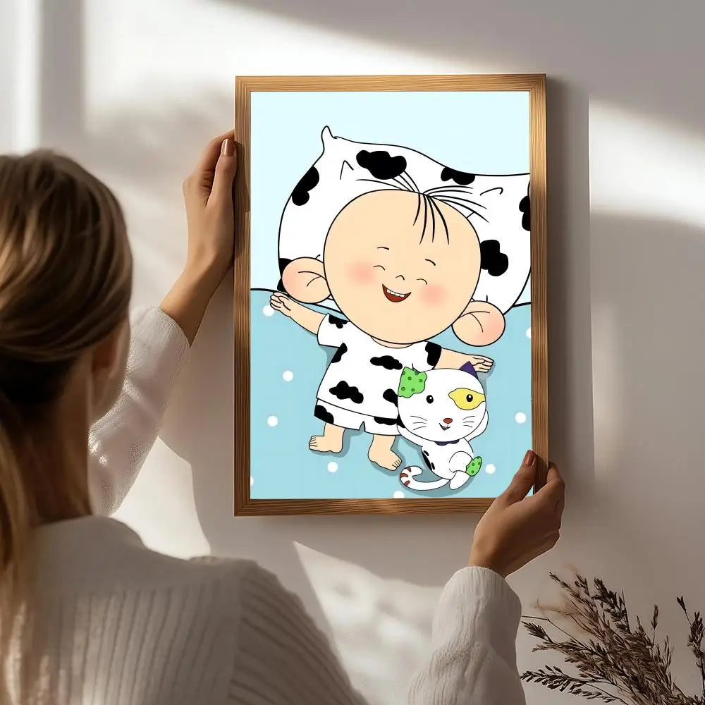 Cartoon B-Big Ear Tutu Poster HD Self Adhesive Waterproof Wall Art Ideal for Home Office Dorm Bedroom Great Gift Peaceful Pleasures Health and Wellness White8 21X30cmNoframe
