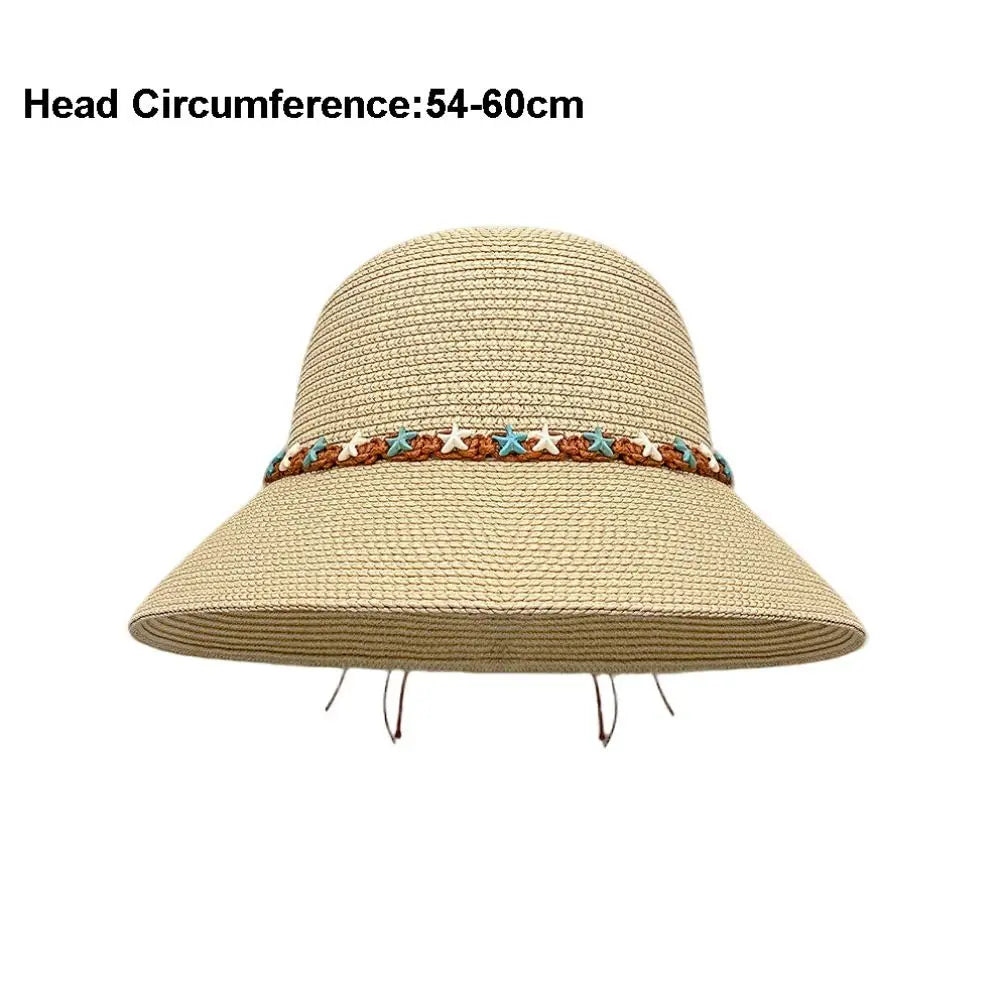 Starfish Wide Brim Straw Sun Hat – Foldable & Elegant