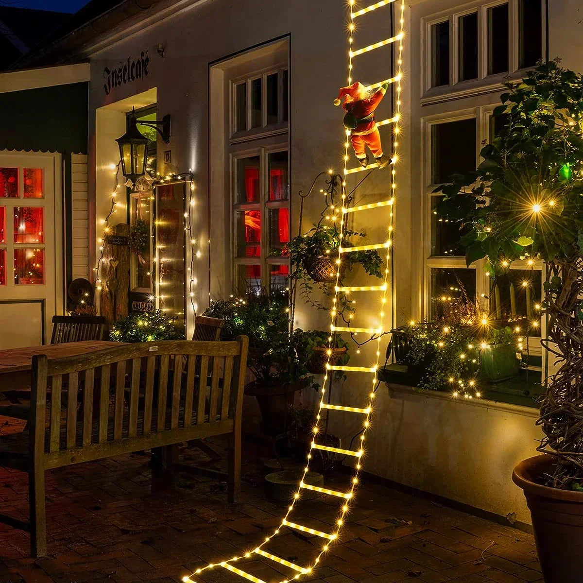 3M Santa Claus Climbing Ladder USB Warm Christmas Light Decor