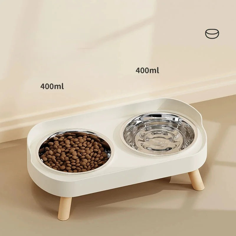 Raised Cat Bowl Set – 2 Stainless Steel Food & Water Bowls