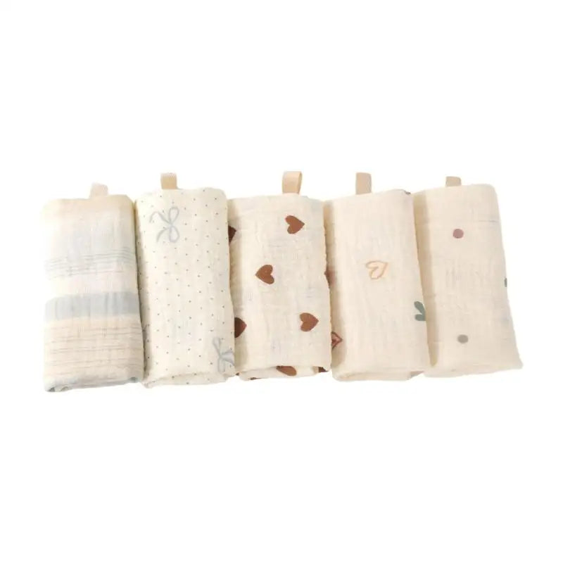 Baby Washcloths 5-Pack | 4-Layer Soft Cotton Muslin Towels