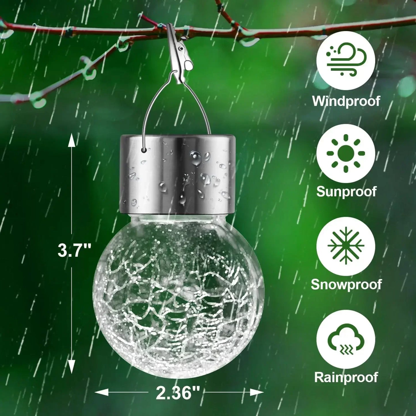 Solar Hanging Garden Lights – Colorful LED Cracked Glass Ball