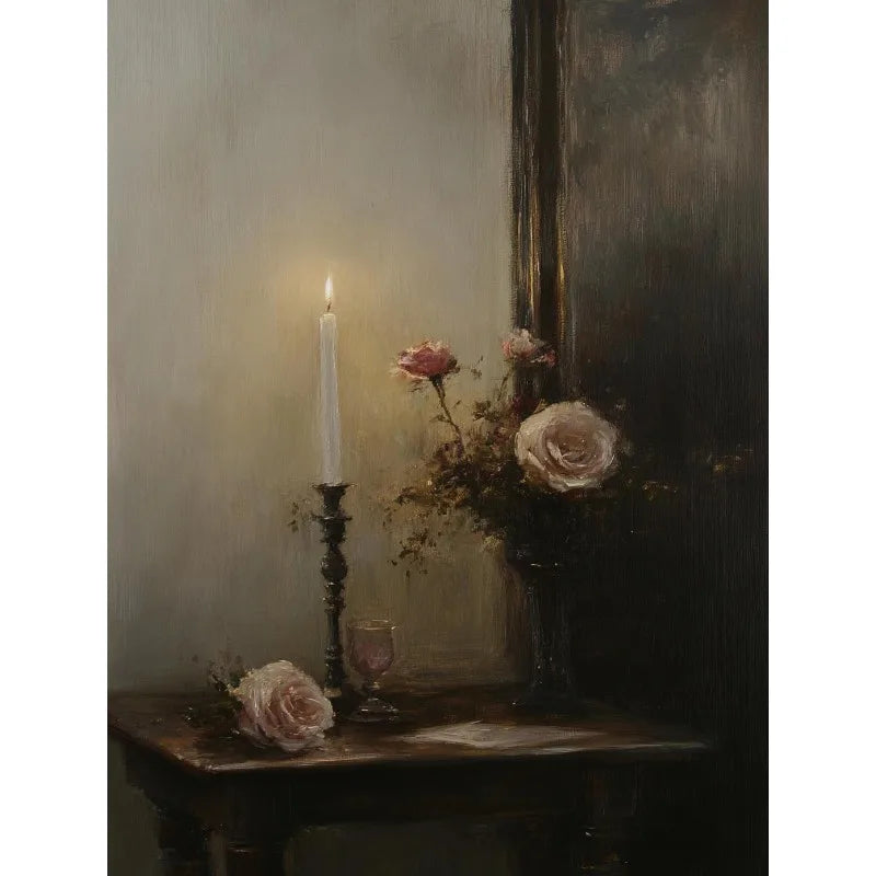 Dark Academia Antique Gothic Castle Wildflowers and Books Crow Owl Animal Poster Canvas Painting Wall Art Pictures Home Decor Peaceful Pleasures Health and Wellness 5 50x70cm Unframed