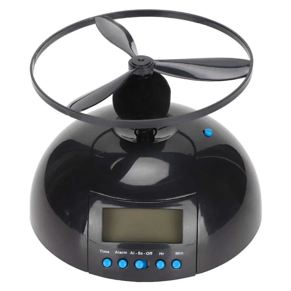 Innovative Alarm Multipurpose Electronic Clock Wake Up Tool Unique Flying Alarm Clock Moving Clock Home Peaceful Pleasures Health and Wellness Black