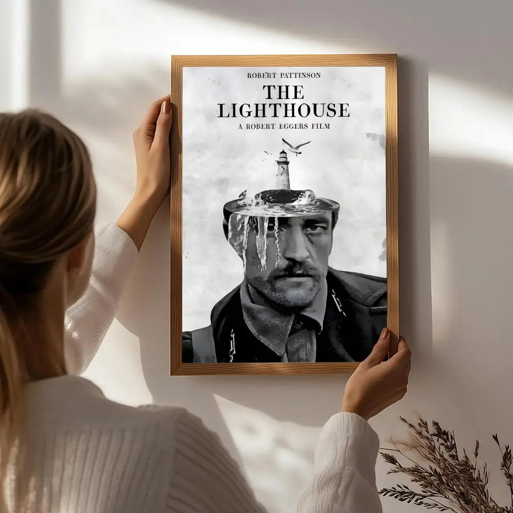 Movie T-The Lighthouse Poster HD Self Adhesive Waterproof Wall Art Ideal for Home Office Dorm Bedroom Great Gift Peaceful Pleasures Health and Wellness White2 21X30cmNoframe