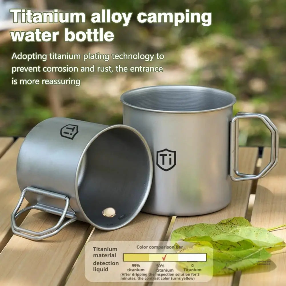 Titanium Drinking Mug with Lid | Antibacterial Camping Cup