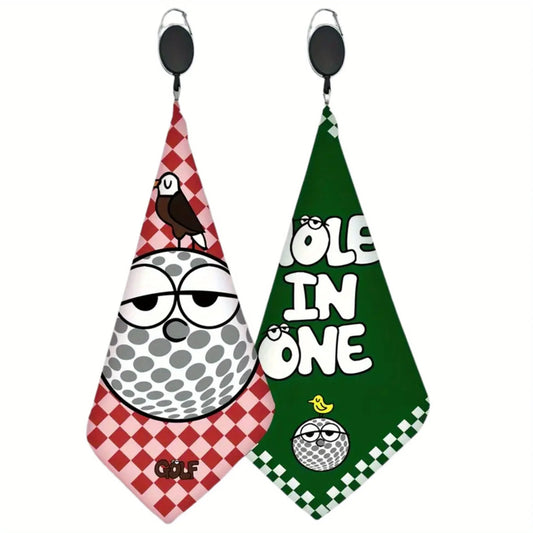 Double-Sided Golf Towels with Telescopic Hook – Set of 2 Golf Towel Set Peaceful Pleasures Health and Wellness green