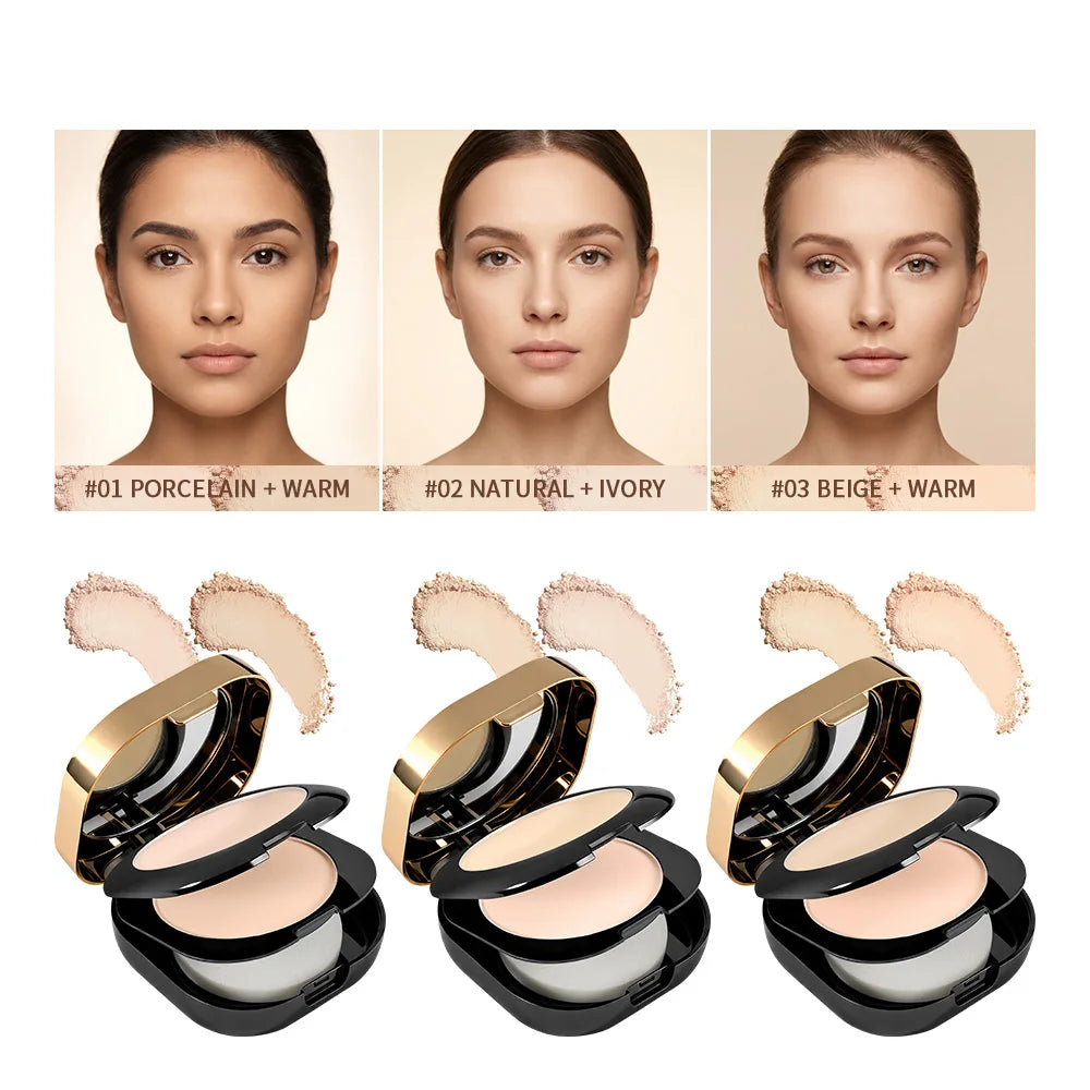 2 Shades Collagen Contour Setting Powder Waterproof Oil Control Matte Finish Brightening Long Lasting Foundation Pressed Powder Peaceful Pleasures Health and Wellness