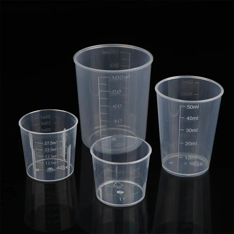 10Pcs 20ml;30ml;50ml,100ml Clear Liquid Pill Measuring Cups With Lids Travel Pill Organizer Cup Container For Liquid Medicine Peaceful Pleasures Health and Wellness