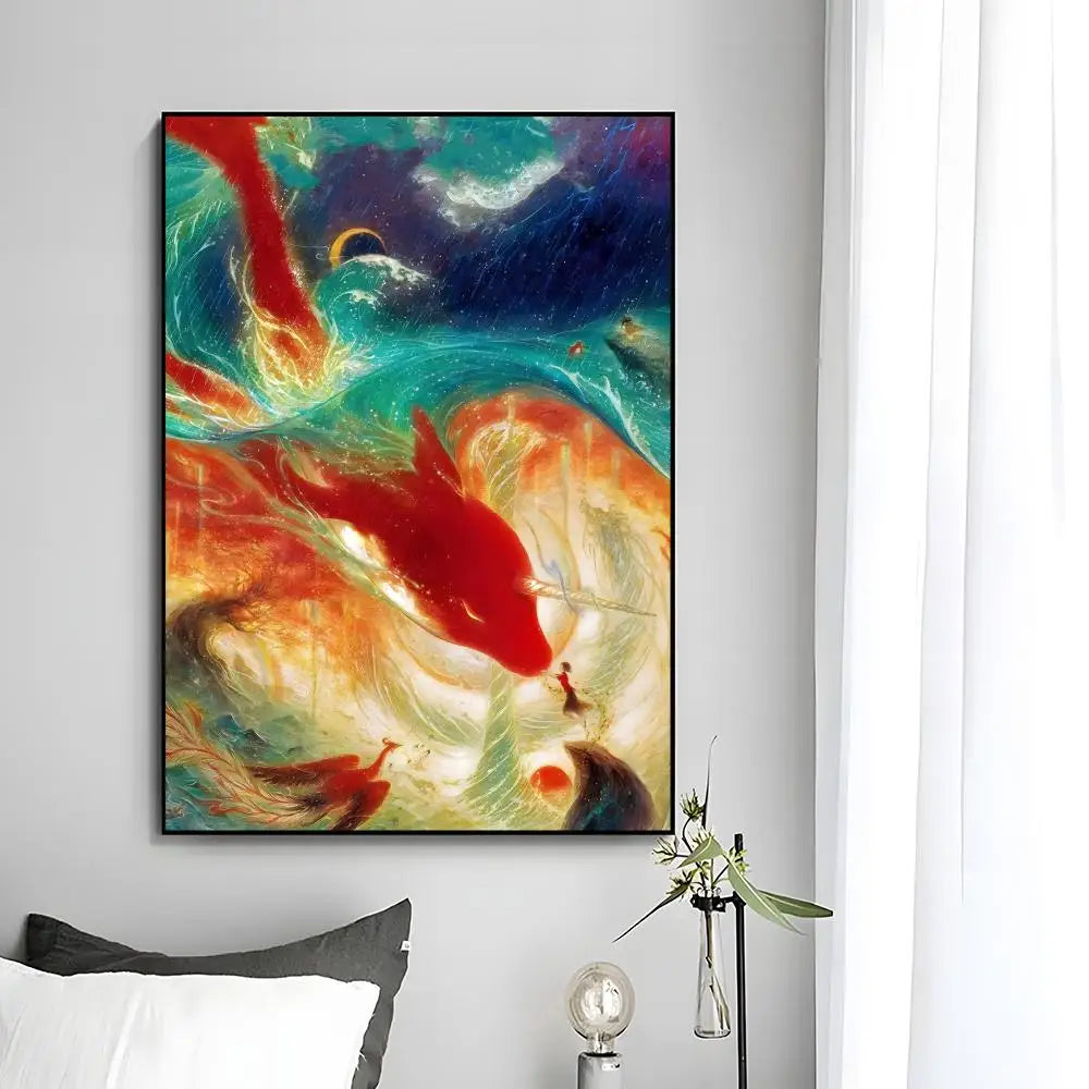Fantasy Romantic Movie Anime B-Big Fish & Begonia Poster Wall Art Print Poster Decorative Mural Home Decor Gift Unframed Peaceful Pleasures Health and Wellness