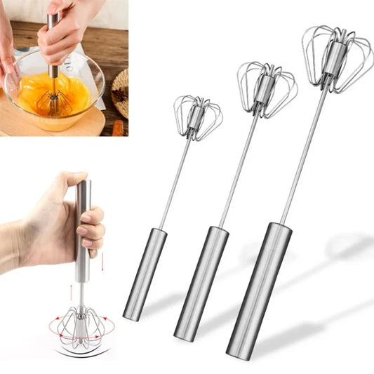 Semi-Automatic Stainless Steel Hand Whisk & Egg Beater Manual Egg Beater Peaceful Pleasures Health and Wellness