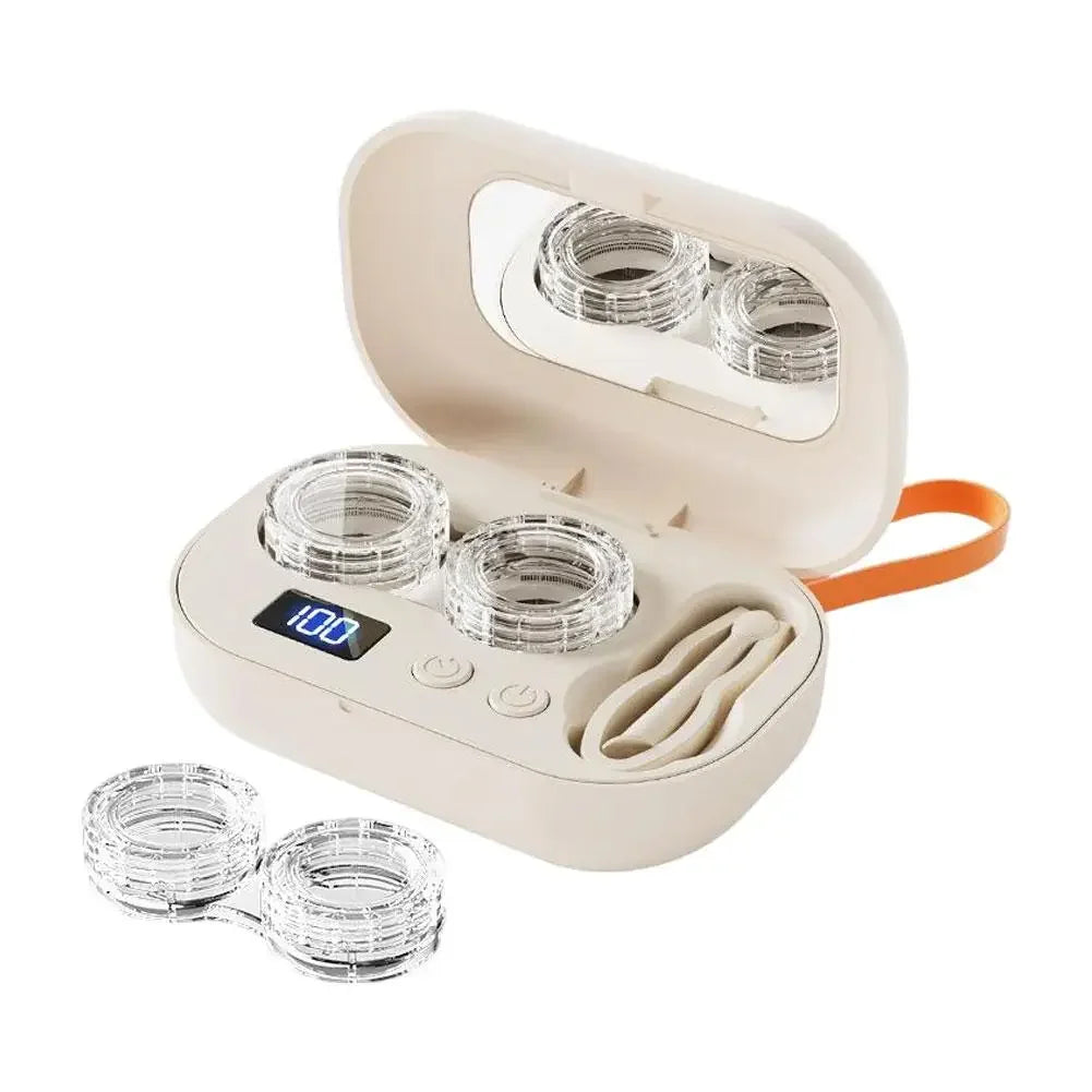 Rechargeable Portable Ultrasonic Contact Lens Cleaning Box, High Vibration 360° Sterilizer Washer for Disposable Soft RGP OK Len Peaceful Pleasures Health and Wellness 1kit