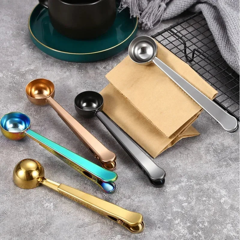 Stainless Steel Coffee Measuring Spoon with Bag Clip