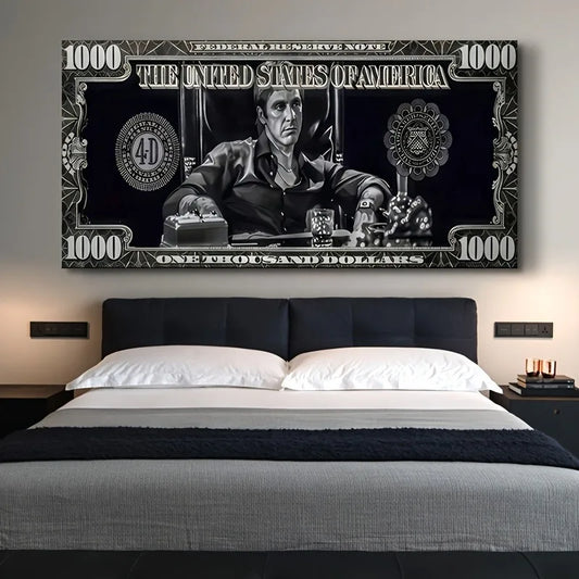 Classic Movie Canvas Painting Scarface Tony Montana Poster Dollar Wall Art Money Pictures Print Living Room Home Decor Artwork Peaceful Pleasures Health and Wellness