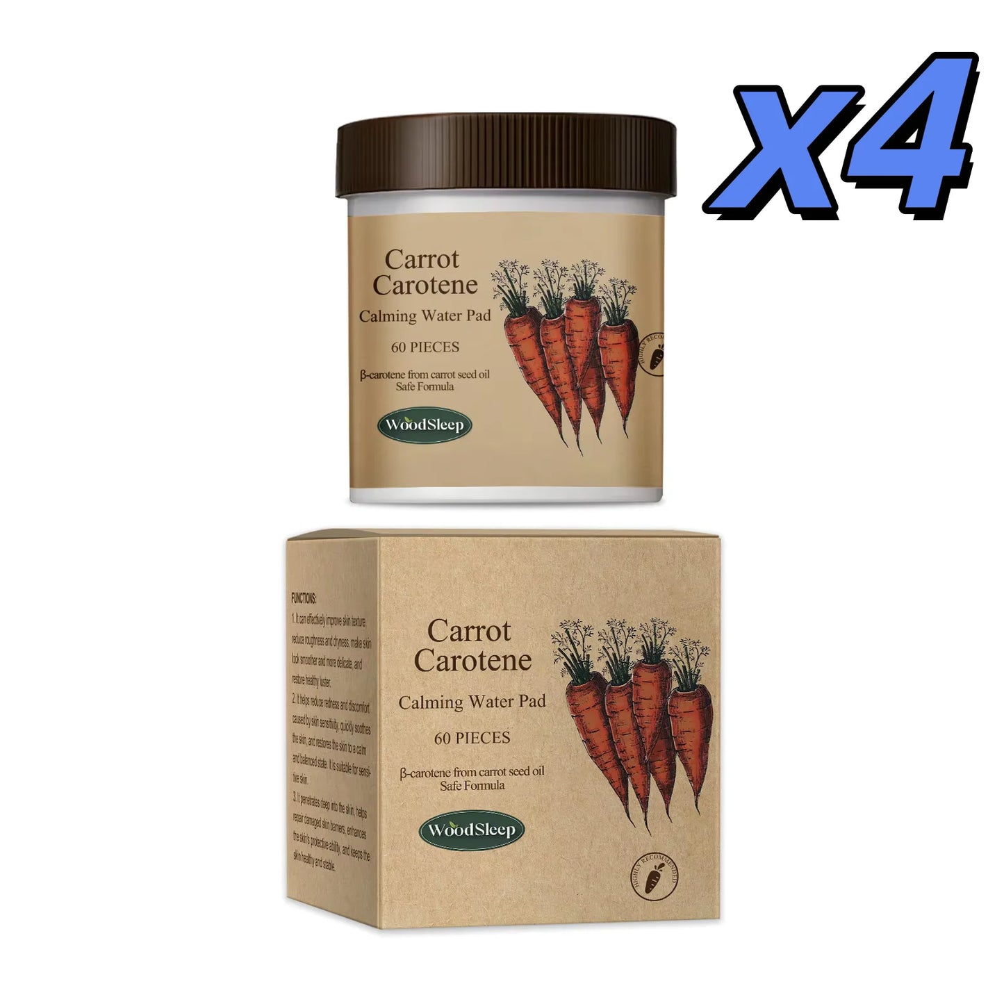 WOODSLEEP Carotenoid Calming Facial Pads – 60 Pcs | Hydrate