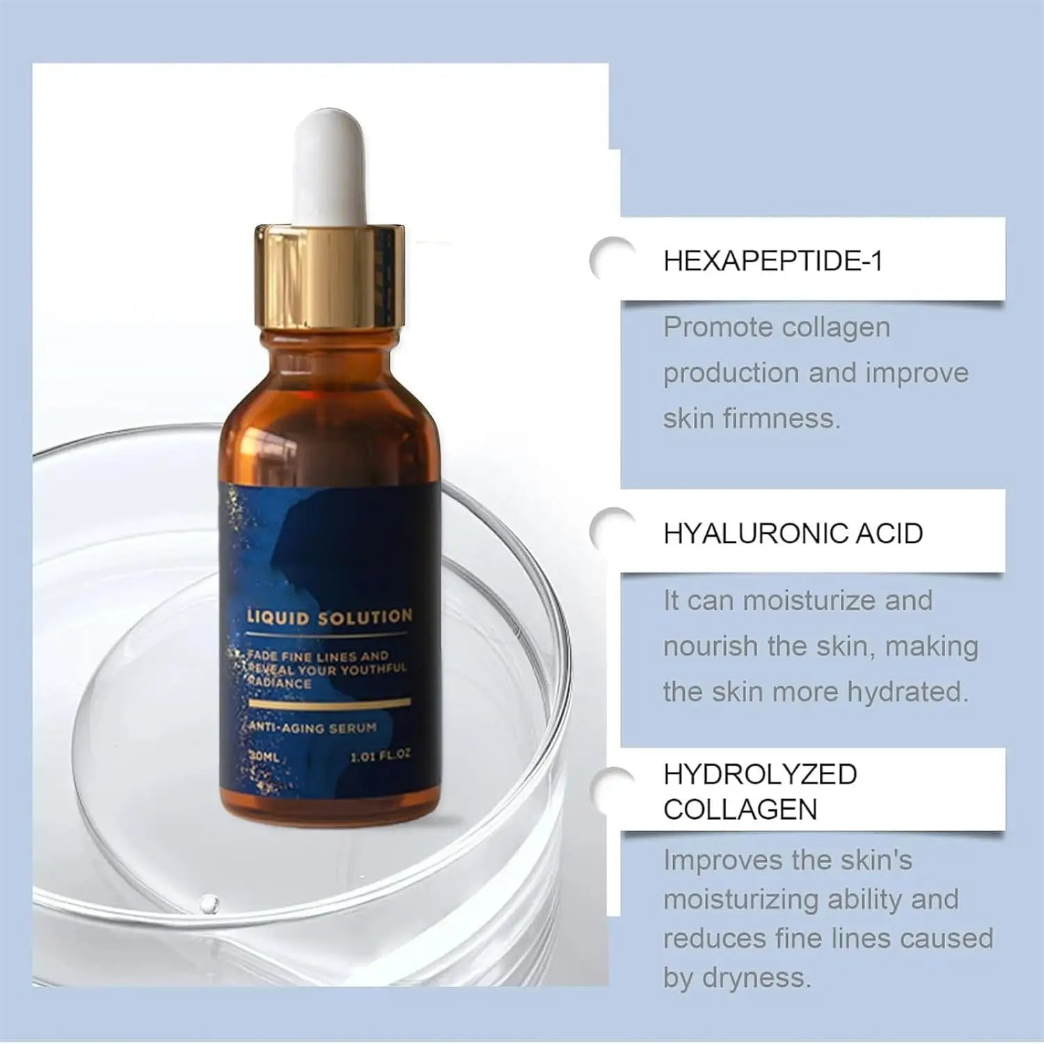 Niacinamide Wrinkle Remover Serum Firming Lifting Face Care Anti-Aging Fade Fine Lines Smooth Skin Beauty Facial Essence Liquid Peaceful Pleasures Health and Wellness