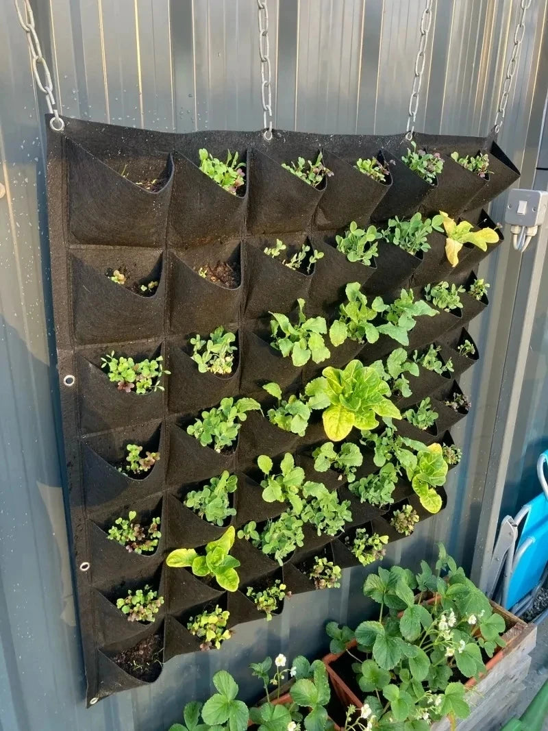 Vertical Wall Hanging Felt Planter Bag | Multi-Pocket Grow Bag