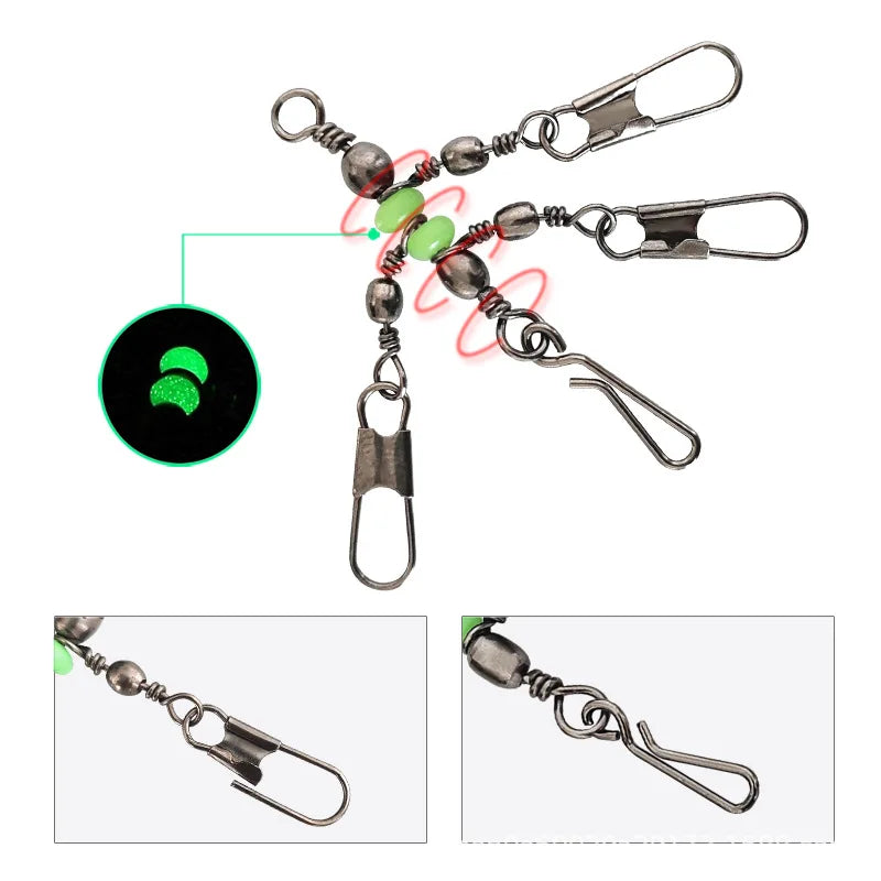8 # 10 # Luyamu Shrimp Fishing Group Luminous Ball Bearing Rolling and Rotating Solid Ring Buckle Set Pin Set Fishing Connector Peaceful Pleasures Health and Wellness