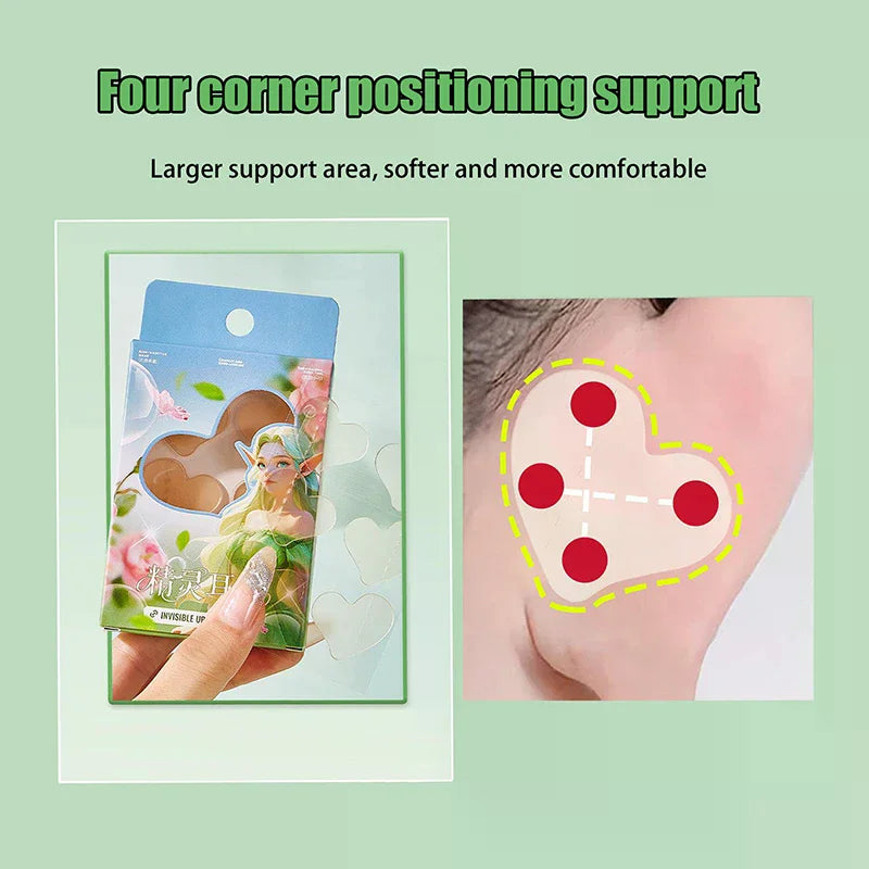Heart-Shaped Elf Ear Support Stickers Invisible Ear Corrector Earlobe Support Patches Elf Ear Makeup V-Face Stickers Easy Use Peaceful Pleasures Health and Wellness