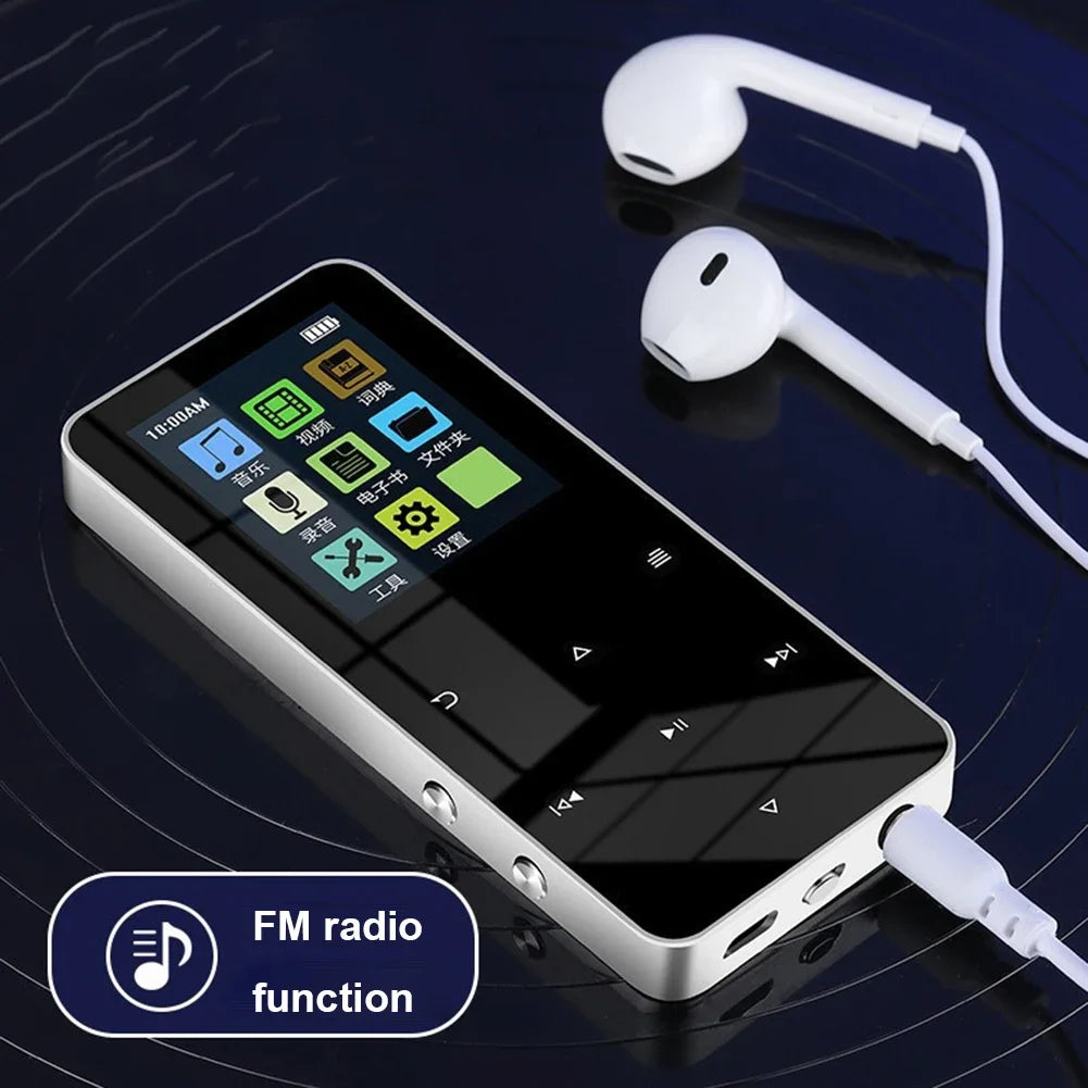 New 1.8 Inch Metal Touch MP3 MP4 Music Player Bluetooth-compatible 5.0 Fm Radio Video Play 8/32/64GB E-book Hifi Player Walkman Peaceful Pleasures Health and Wellness