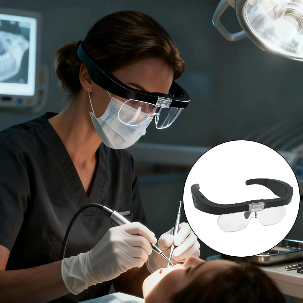 Adjustable Magnification Magnifying Glasses 1.5X-5.0X with USB Rechargeable LED Light - Head Mounted Eyewear for Precision Tasks Peaceful Pleasures Health and Wellness