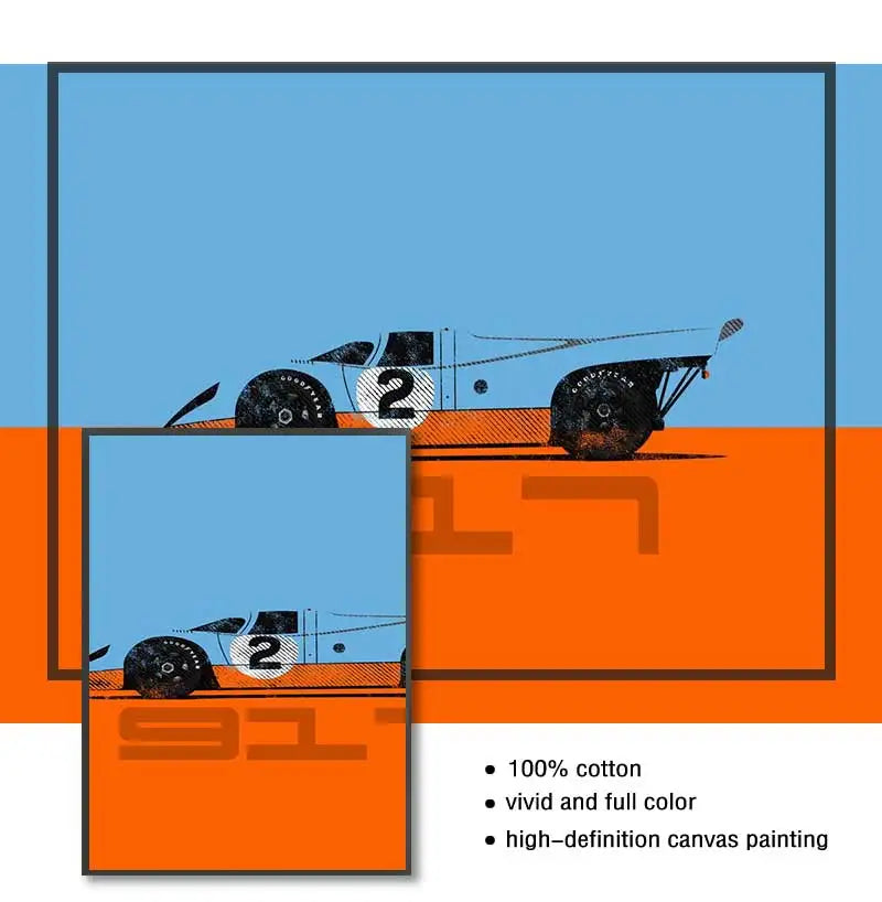 Cartoon Racing Car Canvas Wall Art | Boys Room Motorsport Decor