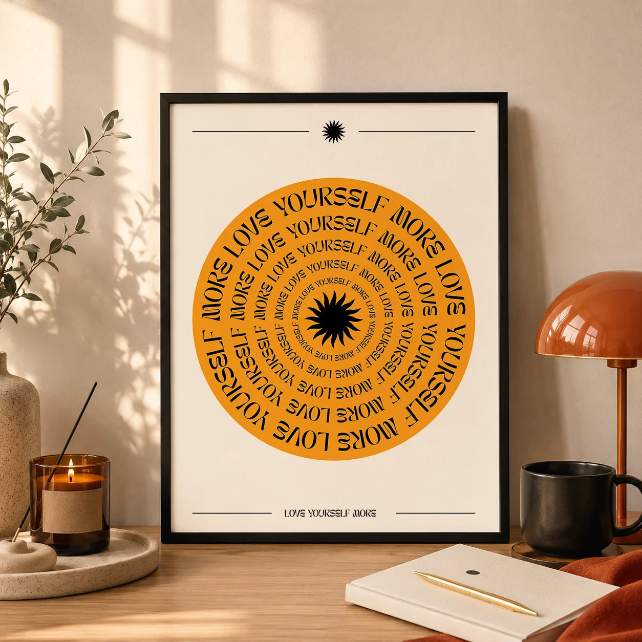 Boho Abstract Inspirational Quote Canvas Wall Art | Nordic Spiral Canvas Wall Art Peaceful Pleasures Health and Wellness