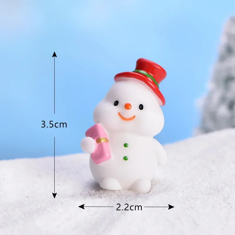 Mini DIY Resin Christmas Santa Snowman Figurine Micro Landscape Model Miniature Garden Figurine New Year Home Ornament Decor Peaceful Pleasures Health and Wellness 5