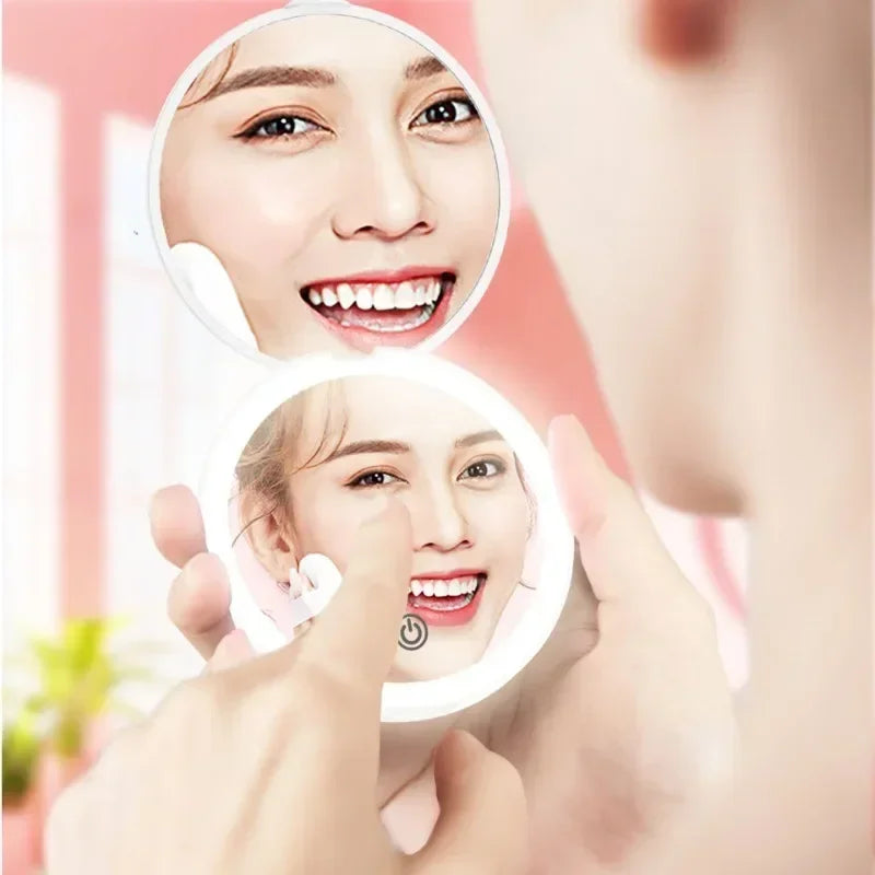 Portable Foldable LED Compact Makeup Mirror with Magnifying