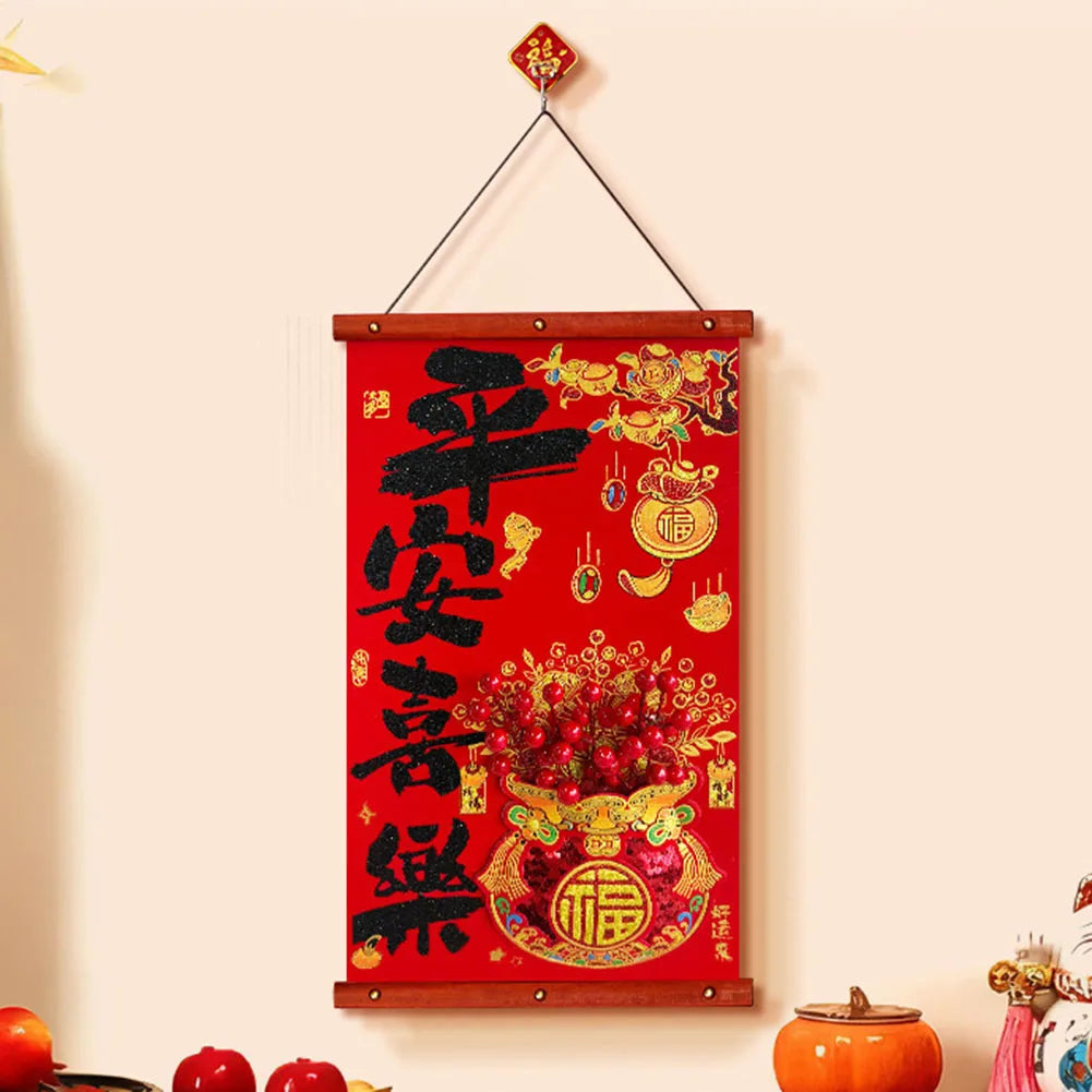 Chinese New Year Fu Characters Couplets For Front Door Decoration Authentic Chinese New Year Charm. Festive Entryway Decor Peaceful Pleasures Health and Wellness