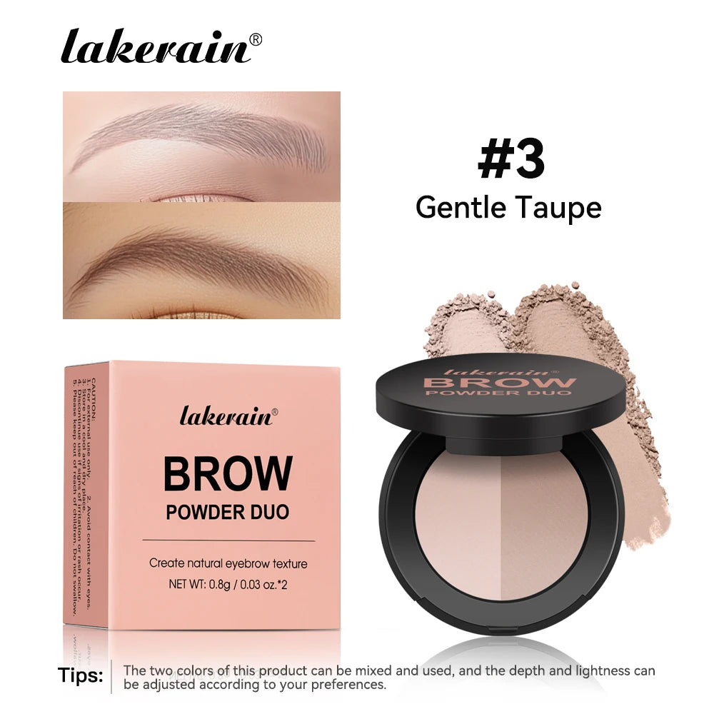 Brow Powder Duo Two-color Eyebrow Powder Design Long-Lasting Natural 3-Dimensional Eyebrow Shape Makeup Fine Powder Cosmetic Peaceful Pleasures Health and Wellness Gentle taupe