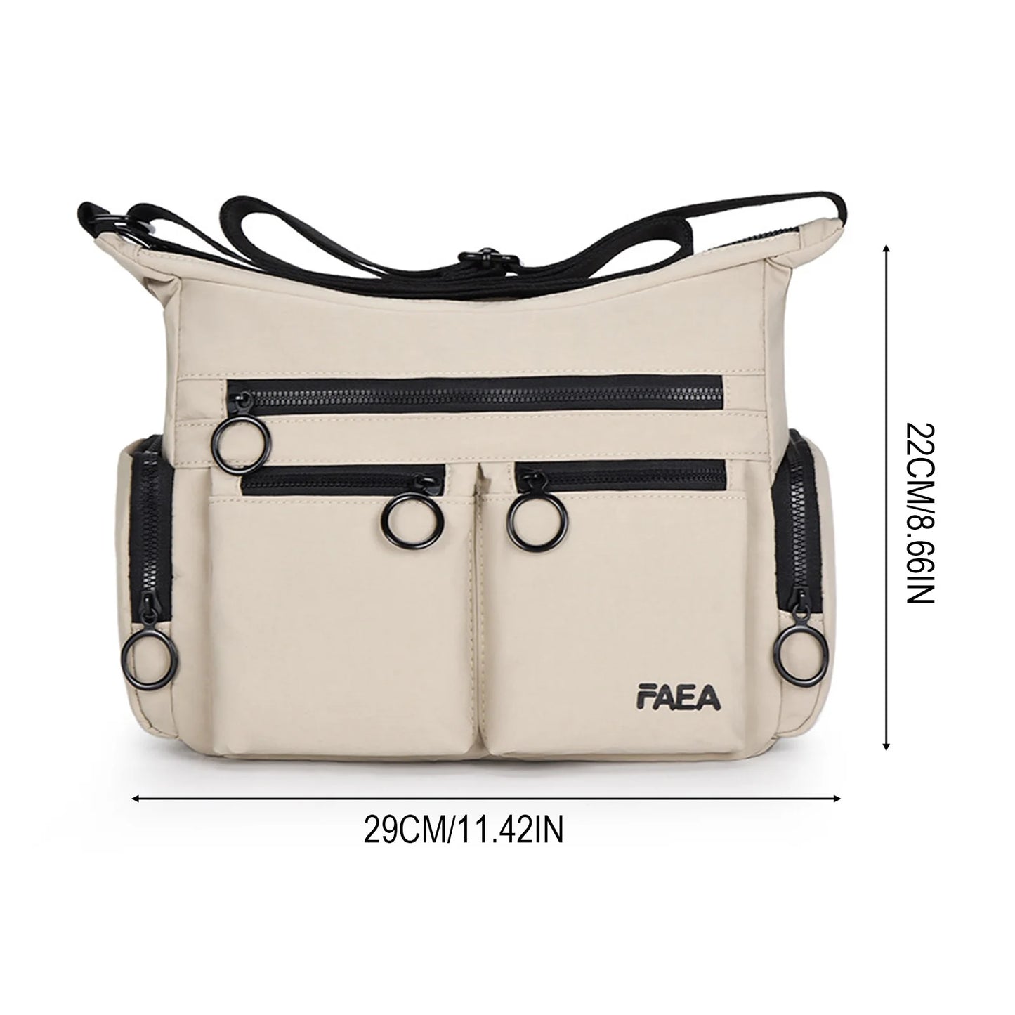 Unisex Multi-Pocket Utility Shoulder Bag Square Design Glossy Material for Casual and Commute Use Peaceful Pleasures Health and Wellness