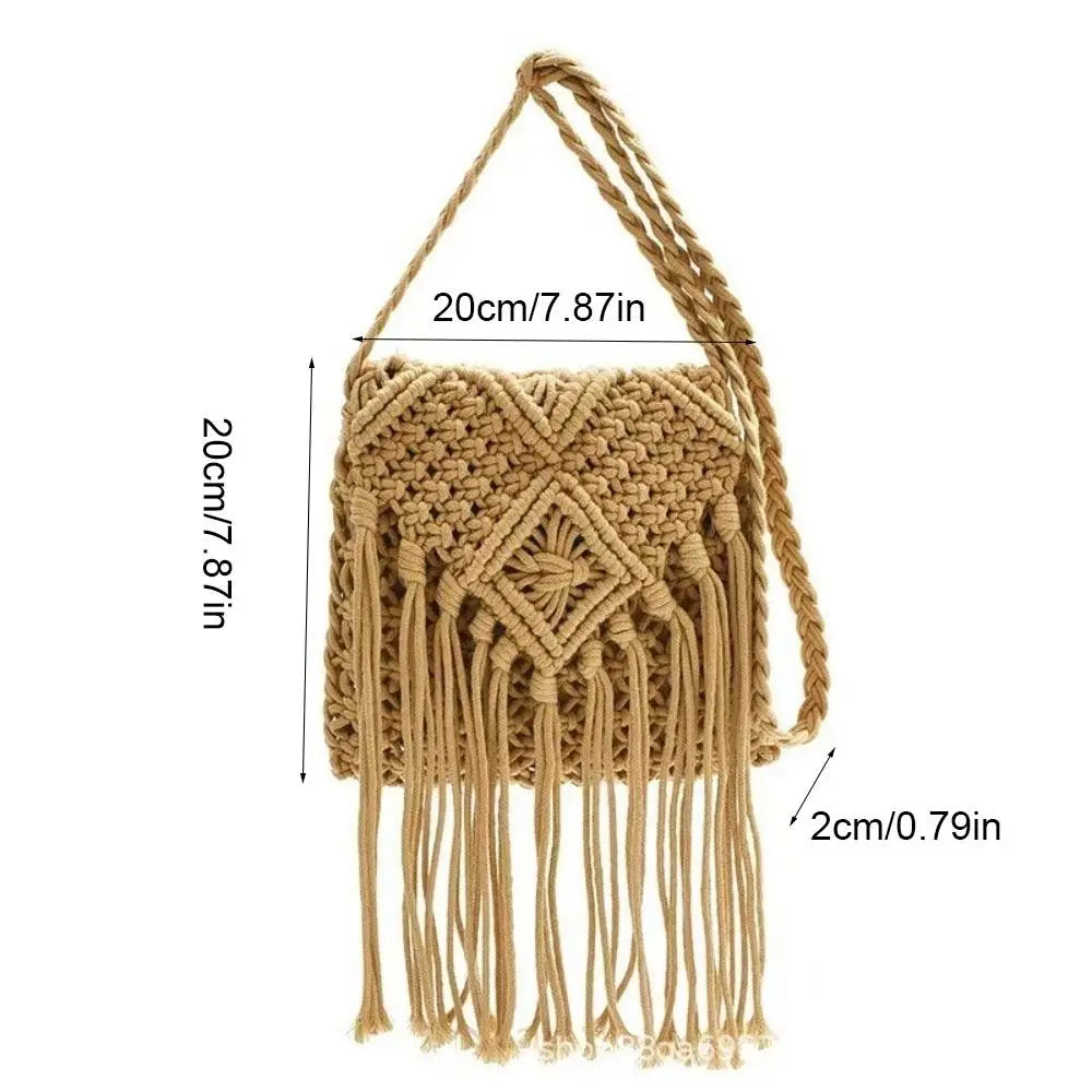 Bohemian Woven Tassel Shoulder Bag | Women's Crossbody Purse
