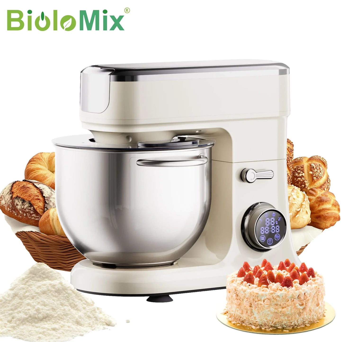 BioloMix 7L Stand Mixer – 1200W DC Motor, 11 Speeds, Dough Hook & Meat Grinder Kitchen Appliance Peaceful Pleasures Health and Wellness Standard AU China Mainland