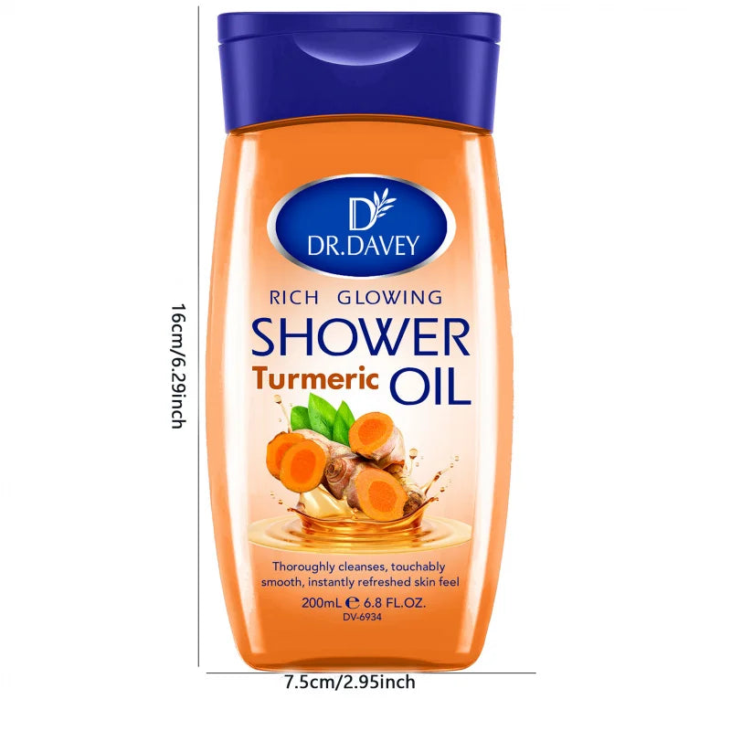 DR.DAVEY Turmeric Shower Oil 200ml – Body Moisturizer for Men & Women