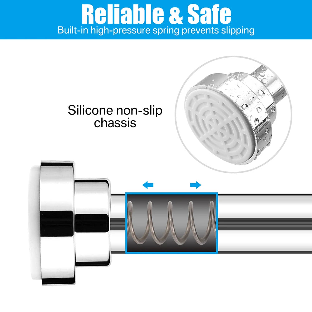 Shower Curtain Rod 40-77 inch Adjustable Tension Spring No Drilling Premium Stainless Steel Non-Slip Bath Rods Black White Peaceful Pleasures Health and Wellness