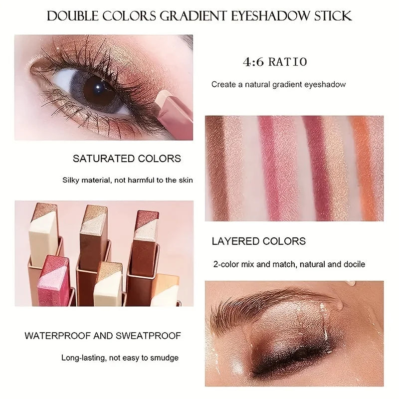 Two-Color Gradient Eye Shadow Stick – Long-Lasting 3D Look