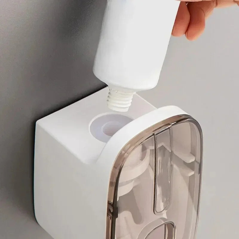 1 PCS Automatic Toothpaste Dispenser Bathroom Accessories Wall Mount Lazy Toothpaste Squeezer Toothbrush Holder Peaceful Pleasures Health and Wellness