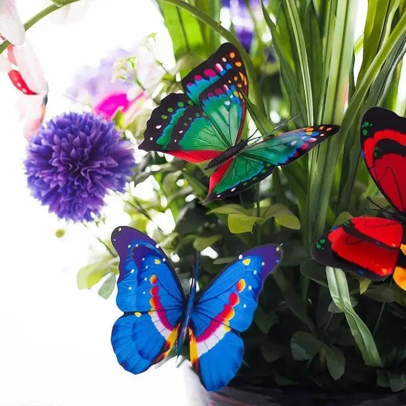 Double Layer Simulation Butterfly Stake Outdoor Garden Decoration 3D