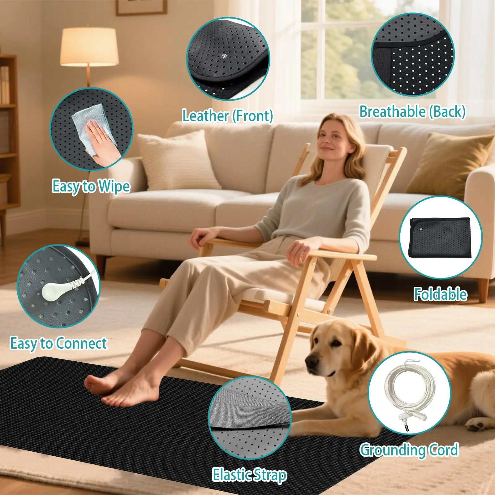 Grounding Mat for Bed Grounding Mattress Cover Pads for Better Sleep Pain Relief & Wellness Support Earth Connected Therapy Peaceful Pleasures Health and Wellness