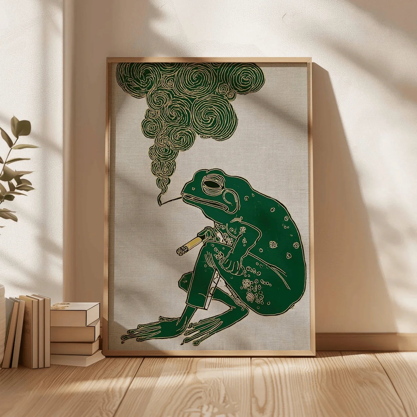Frog Smoking Cigarette Retro Vintage Canvas Wall Art Poster