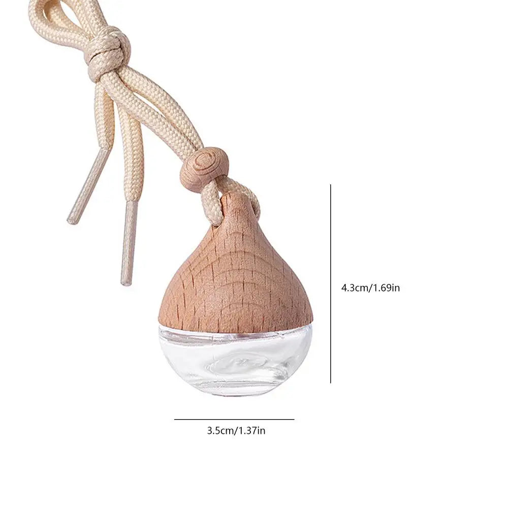 Refillable Glass Car Perfume Pendant Bottle with Wooden Cap