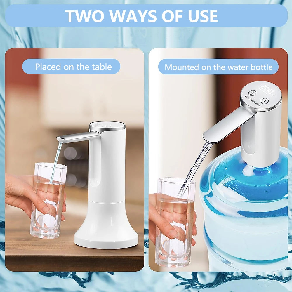 Electric Water Gallon Pump Automatic Water Pump 19 Liters Foldable Desktop Water Bottle Pump USB Rechargeable Water Dispenser Peaceful Pleasures Health and Wellness