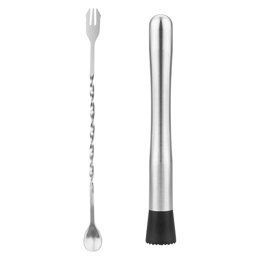 Cocktail Shaker Set with Muddler, Ice Breaker & Bar Spoon Cocktail Bar Tool Set Peaceful Pleasures Health and Wellness 2PCS