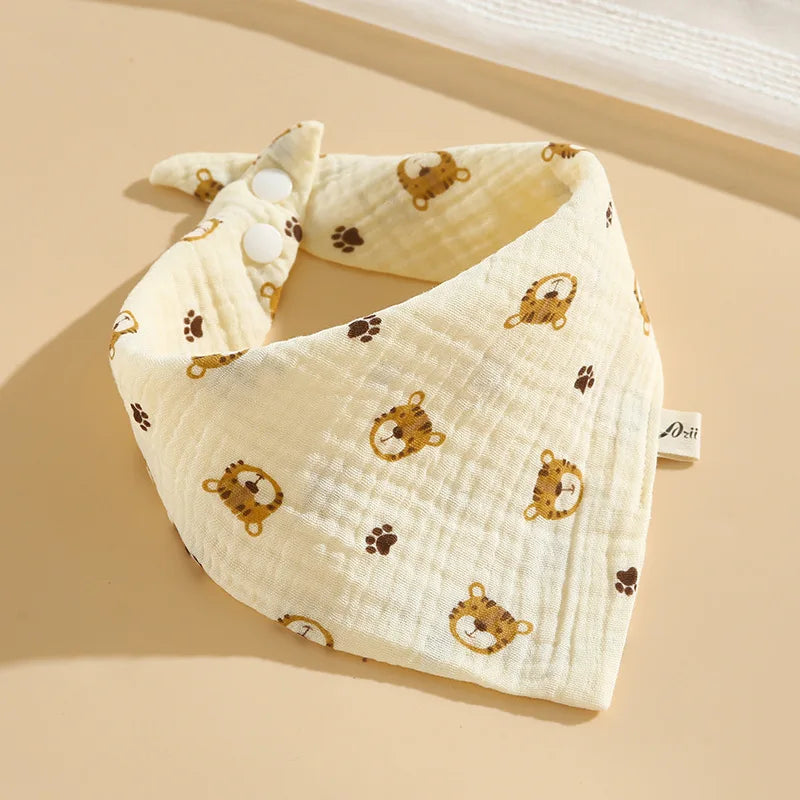Baby Cotton Bib Burp Cloth | Soft Ruffle Cartoon Embroidery Snap