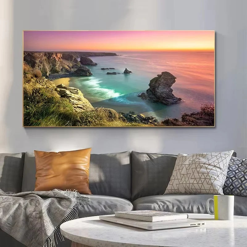Nature Landscape Canvas Wall Art – Sunshine Forest Lake Print