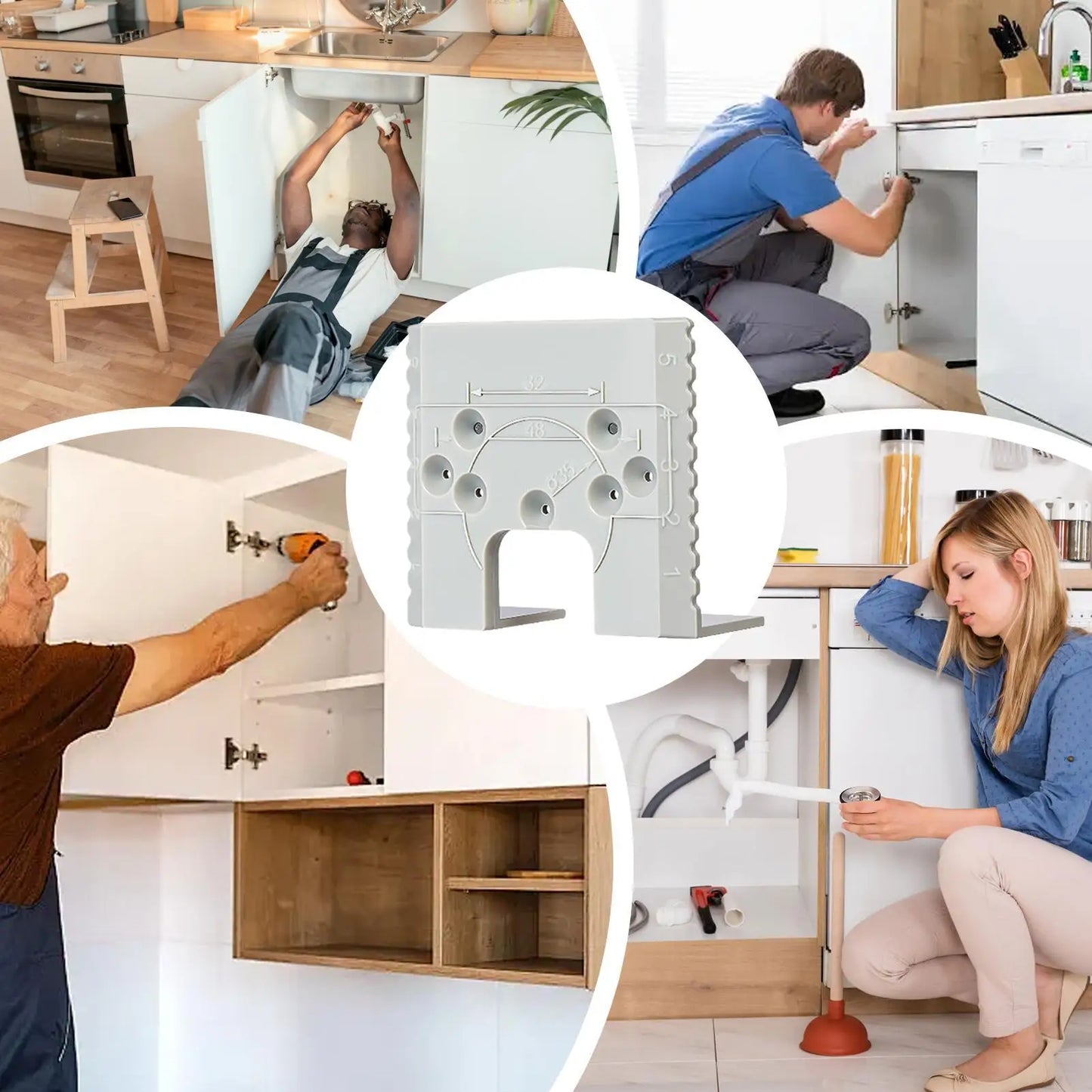 Cabinet Hinge Hole Drilling Guide Jig | Door Installation Tool